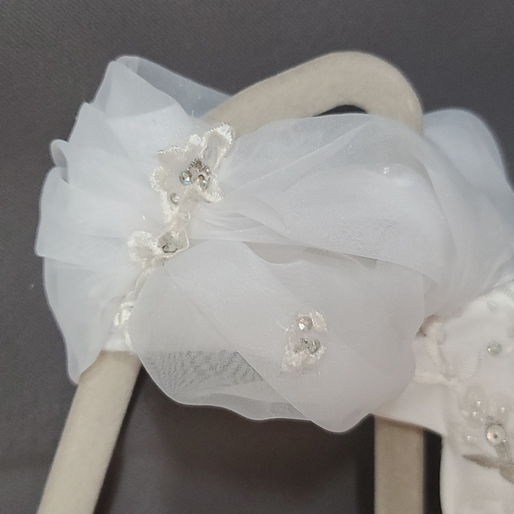 Marys Import Bridal Wedding Dress Sleeveless‎ White Beaded Embroidered Gloves 10 - Picture 2 of 16